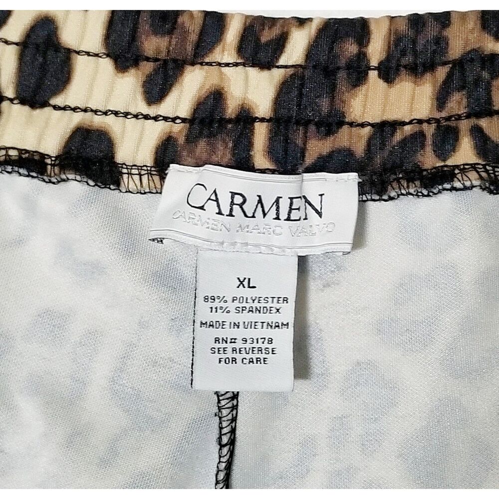 CARMEN MARC VALVO Leopard Print Pants Sz XL Pull On Elastic Waistband - Picture 3 of 5